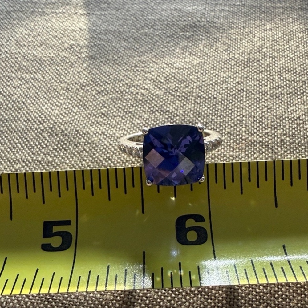 Tacori Silver Ring with Deep Blue-Purple Teardrop Gem sz 7 EUC - Picture 6 of 6